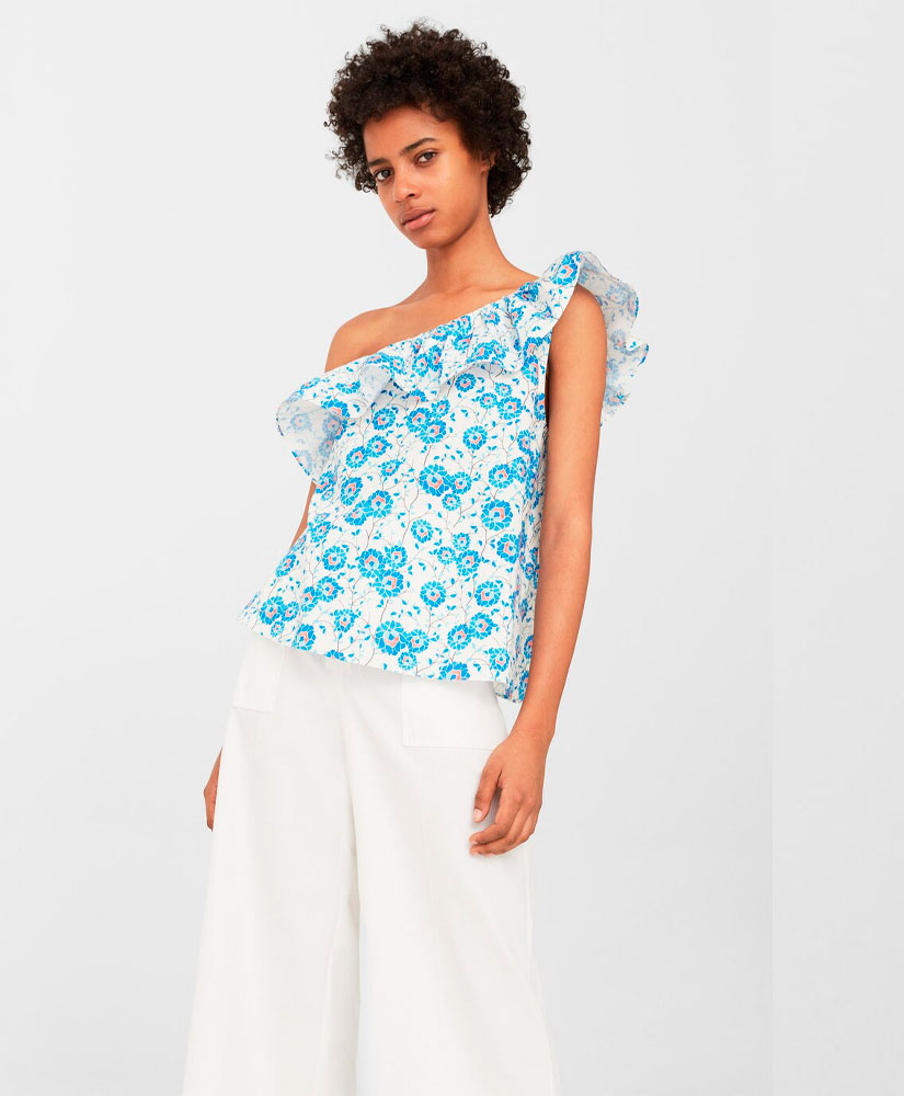 

Toп MANGO MNG81037617 S Блакитний/Білий