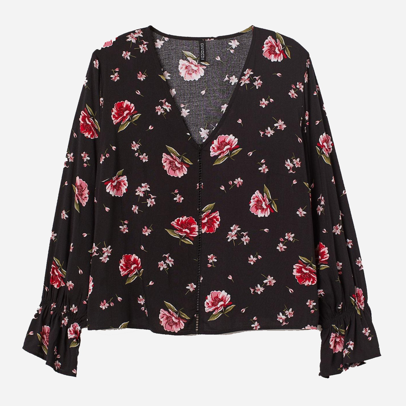 

Блузка H&M 7224599-AAUU 50 Черная в цветы
