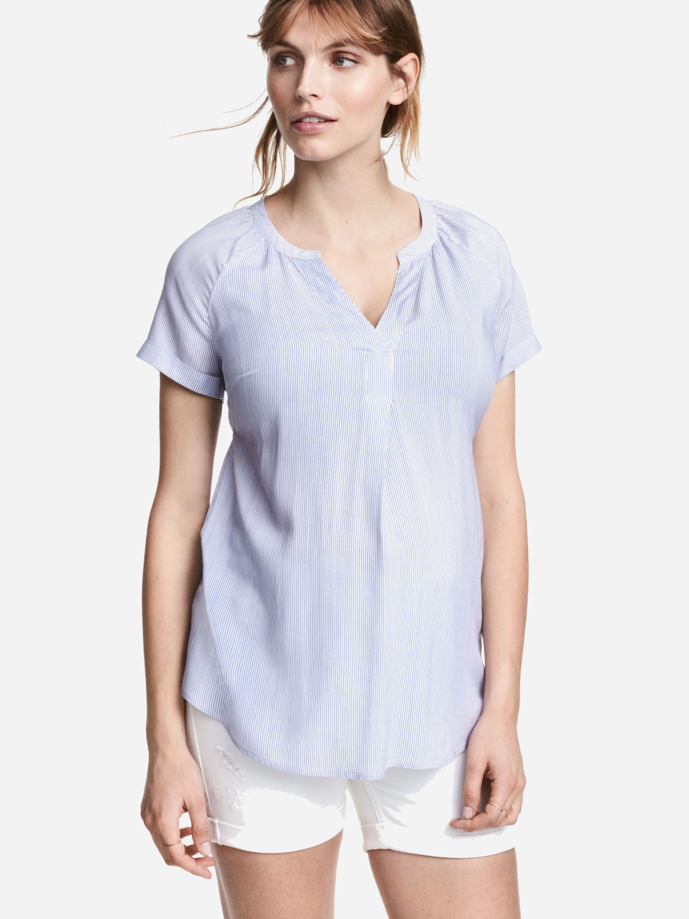 

Блузка для кормящих мам H&M 3936765-AAYL XS Белая с голубым