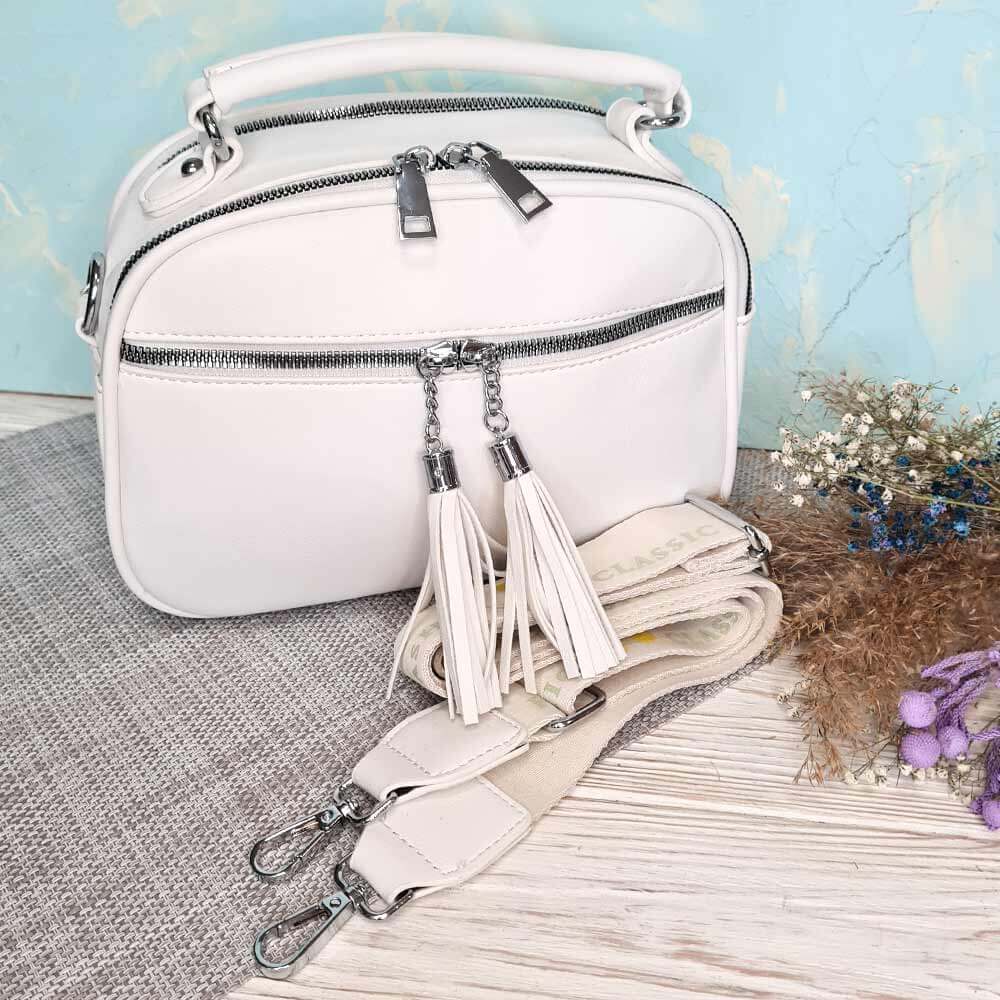 

Сумка женская кросс-боди экокожа через плечо белая (118001 white)