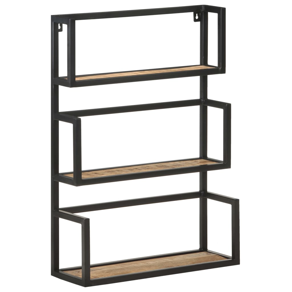 

Полиця настінна Shumee 60x20x85 см деревина манго чорна321074