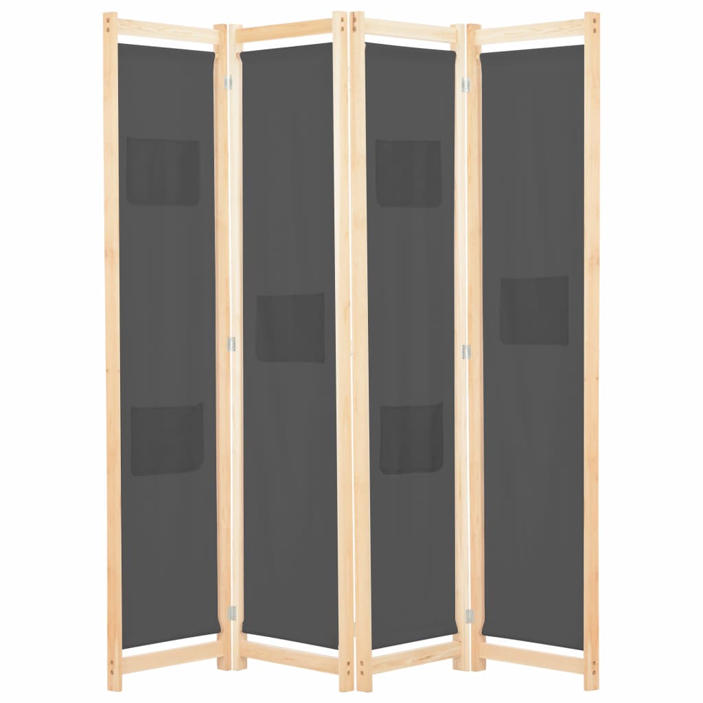 

Ширма з 4 секцій Shumee 160x170x4 см з сірою тканиною 248176