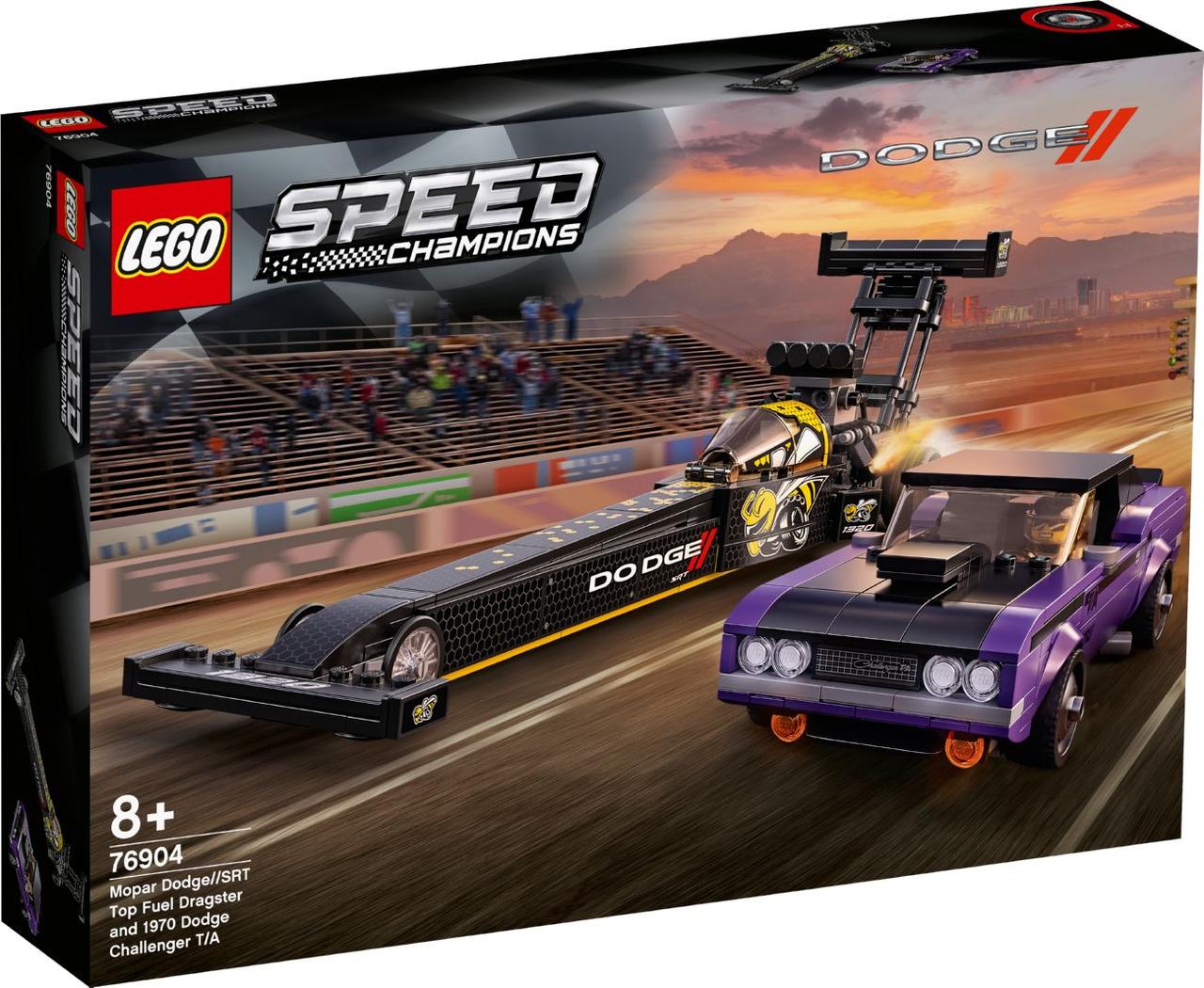 

Lego Speed Champions Mopar Dodge//SRT Top Fuel Dragster and 1970 Dodge Challenger T/A 76904