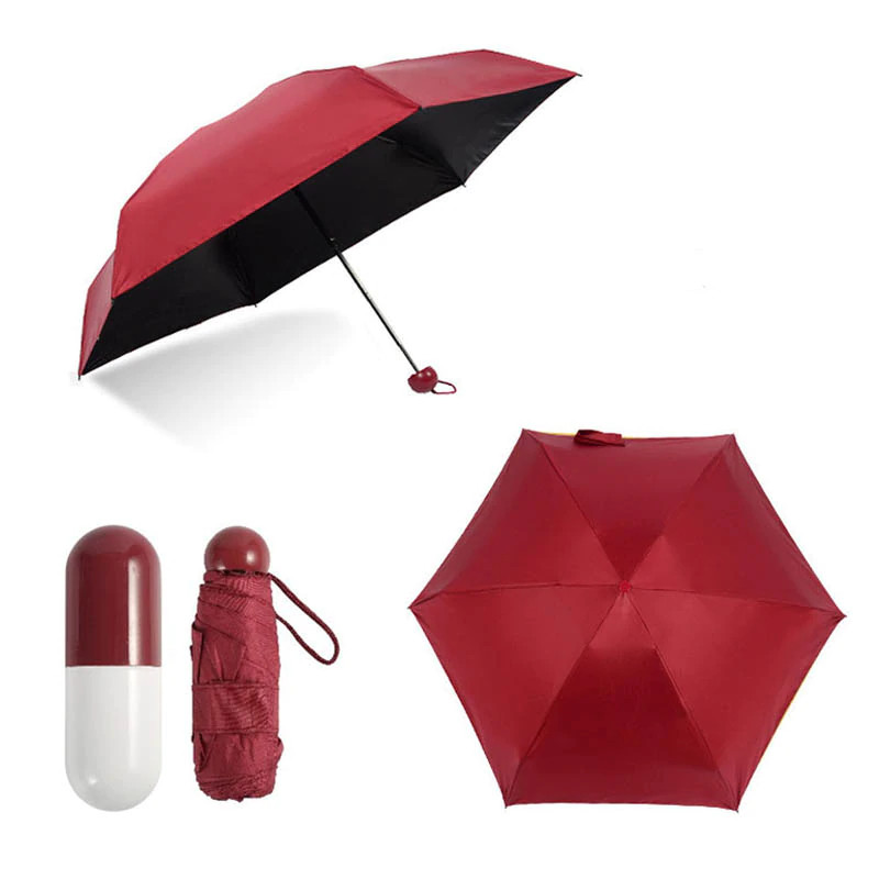 

Мини зонт в капсуле Capsule Umbrella mini/компактный карманный зонтик в футляре капсула механический бордовый