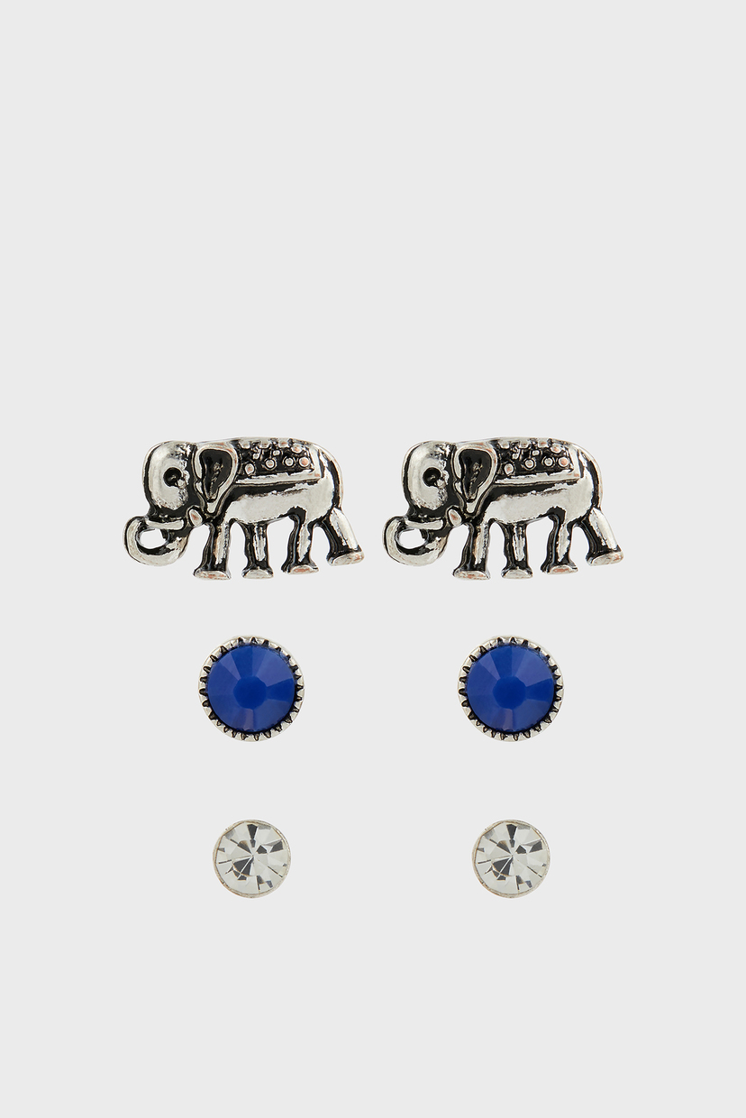 

Женские серебристые серьги ELEPHANT TURQ PACK (3 пары) Accessorize OS 881129