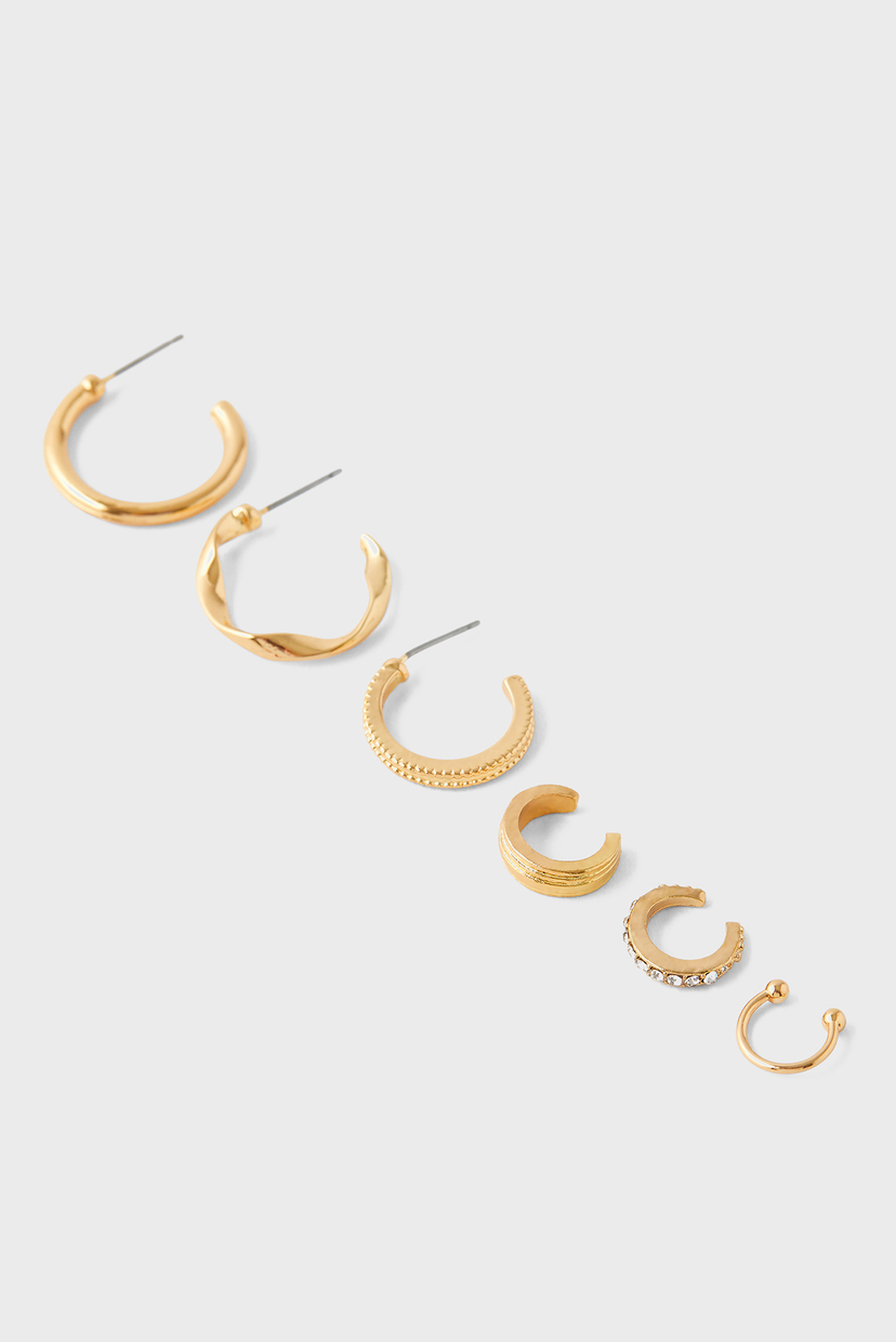 

Женские золотистые серьги (6 шт) CUFF AND HOOP PACK Accessorize OS 181802