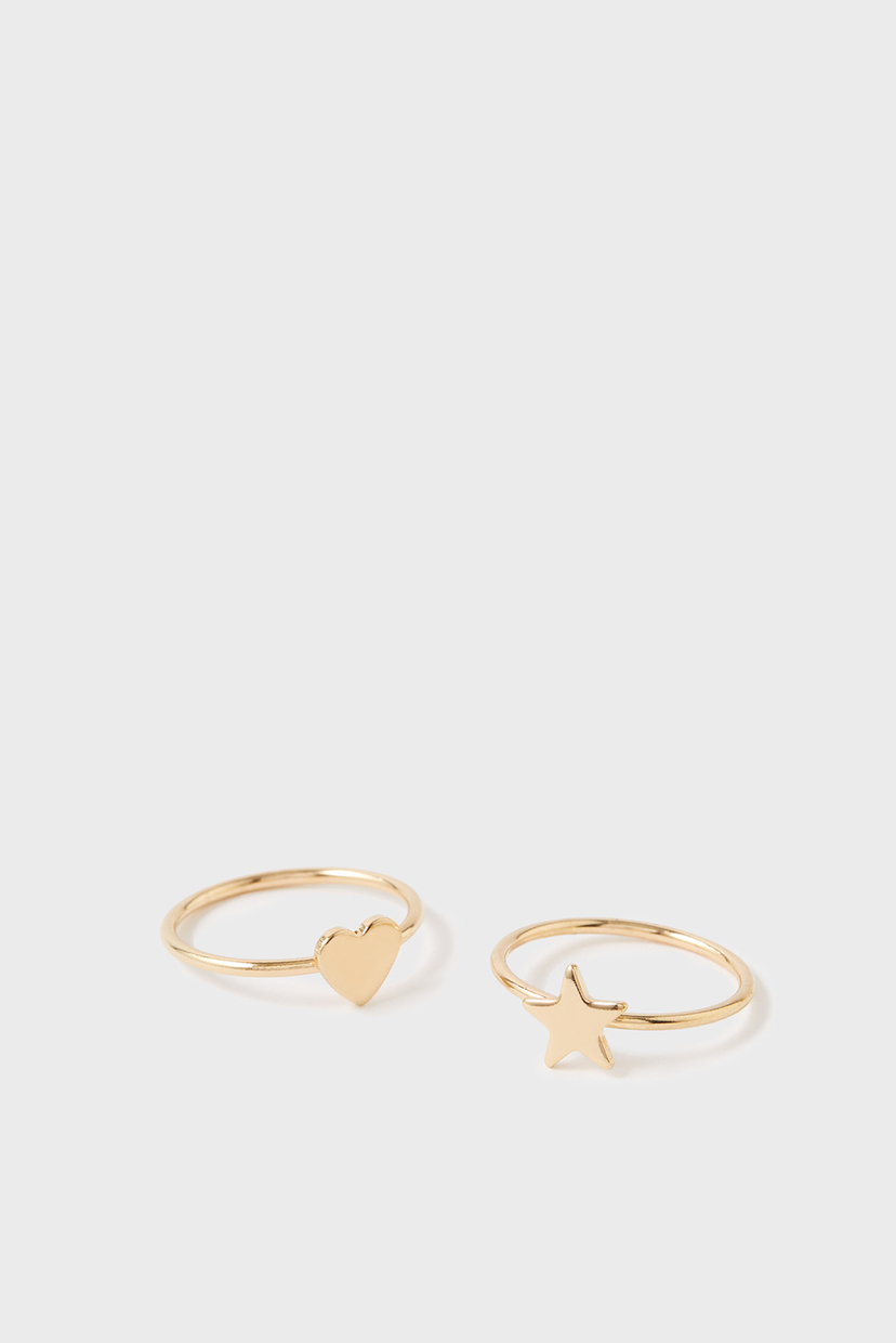 

Женское золотистое кольцо (2 шт) STAR HEART STACK Accessorize S 194006