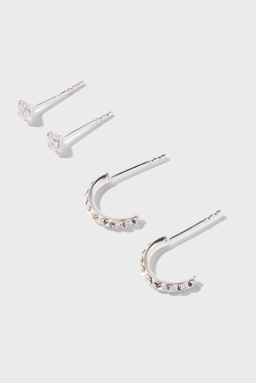 

Женские серебристые серьги (2 пары) SPARKLE HOOP Accessorize OS 981253