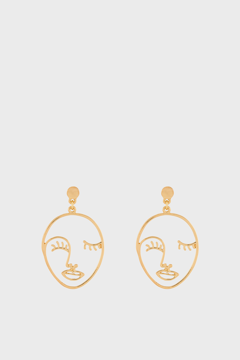 

Женские золотистые серьги GOLD FACE EARRINGS Accessorize OS 694838