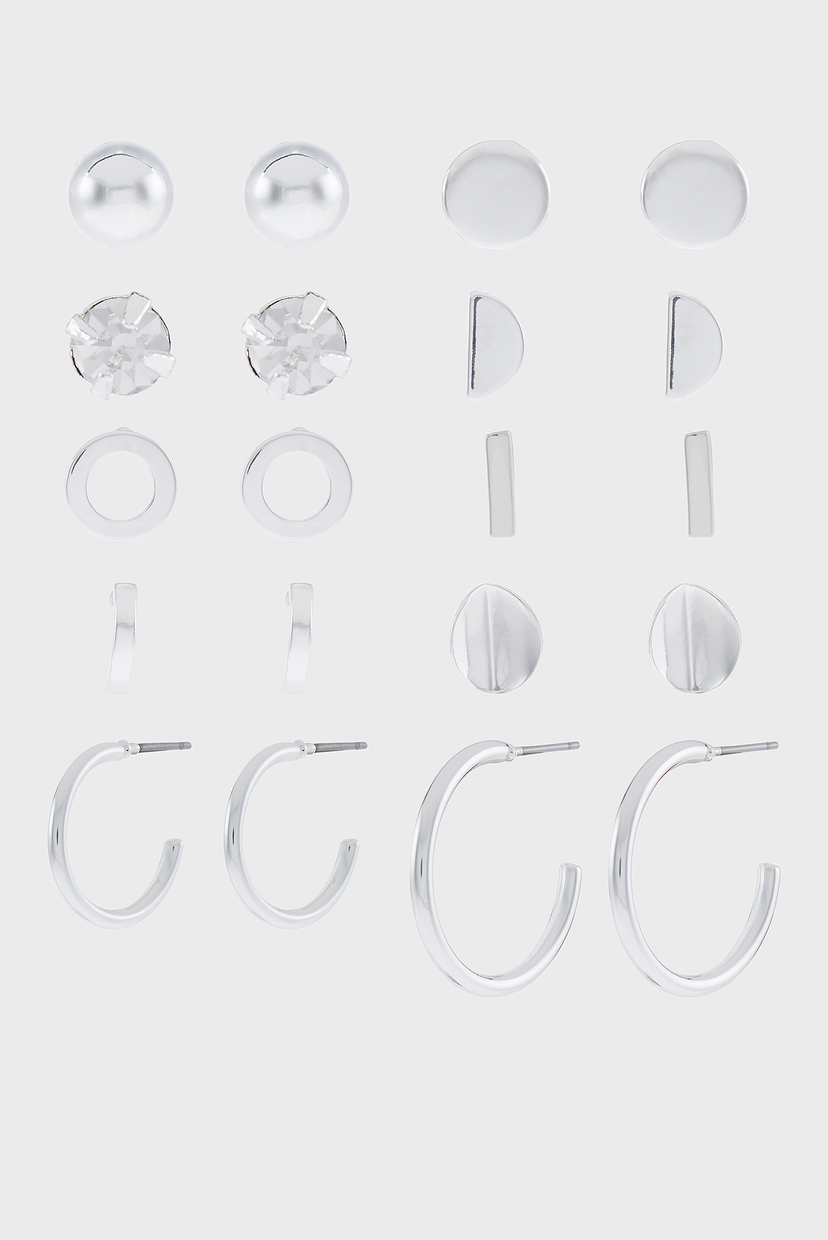 

Женские серебристые серьги SILVER STUD PACK (10 пар) Accessorize OS 481902