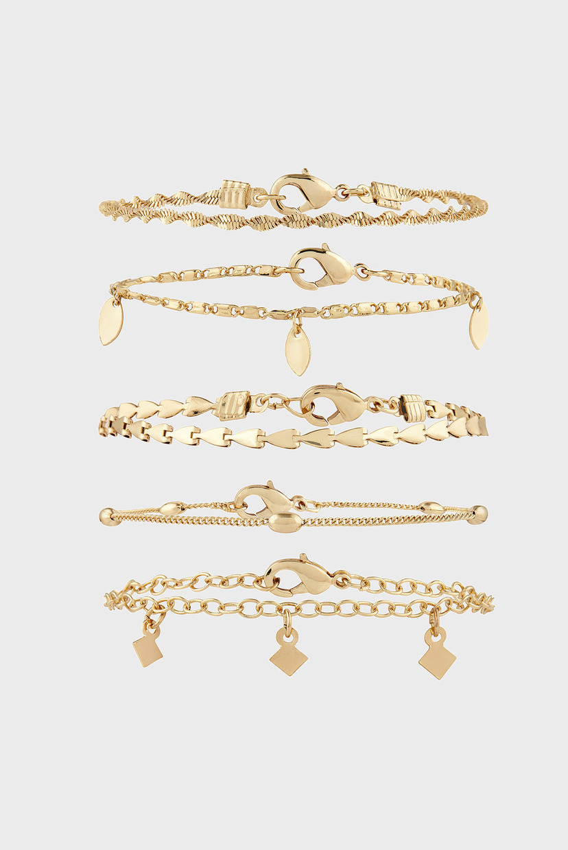 

Женские золотистые браслеты DELICATE CHAIN (5 шт) Accessorize OS 784124