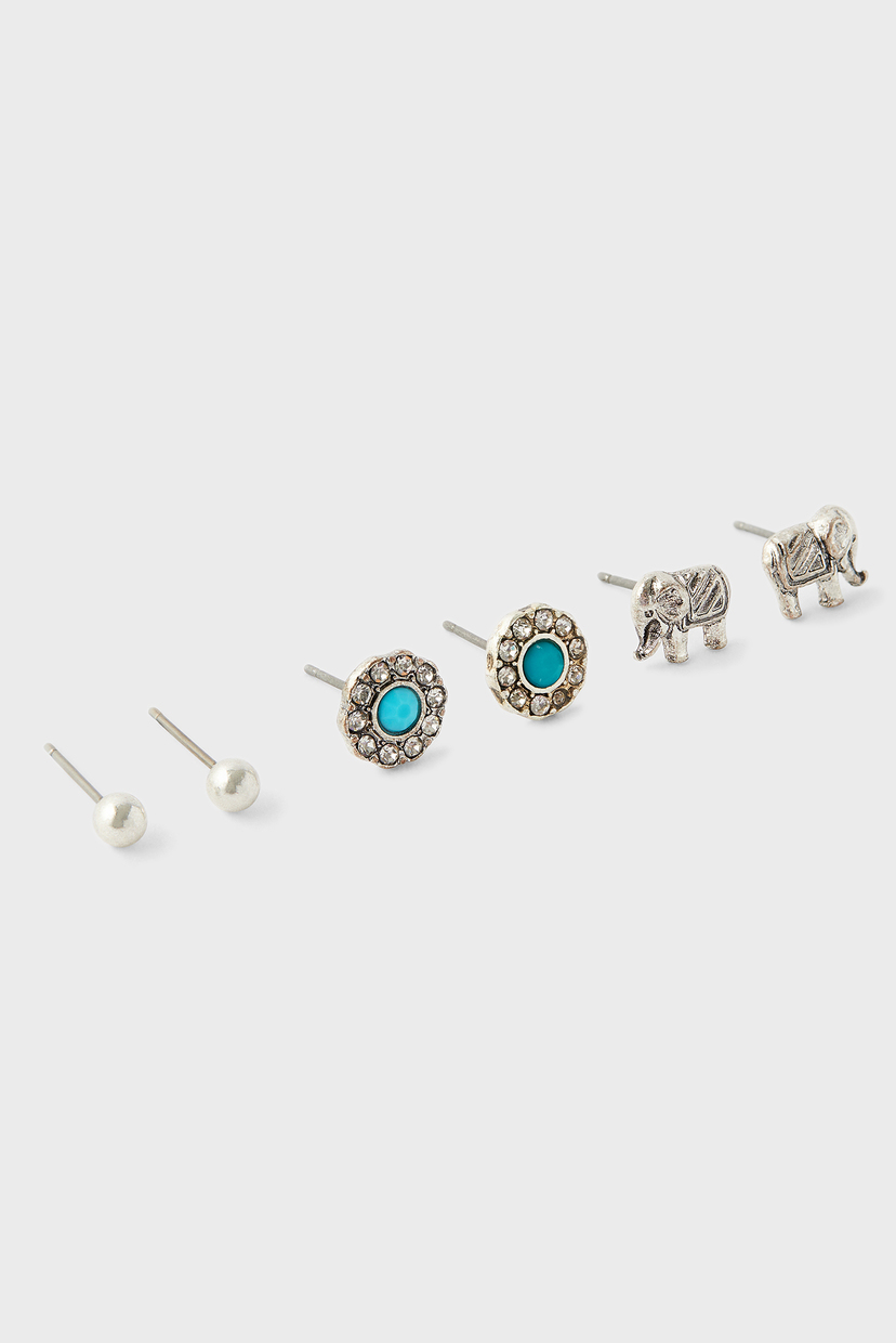 

Женские серебристые серьги (3 пары) TURQ ELEPHANT PA Accessorize OS 181822