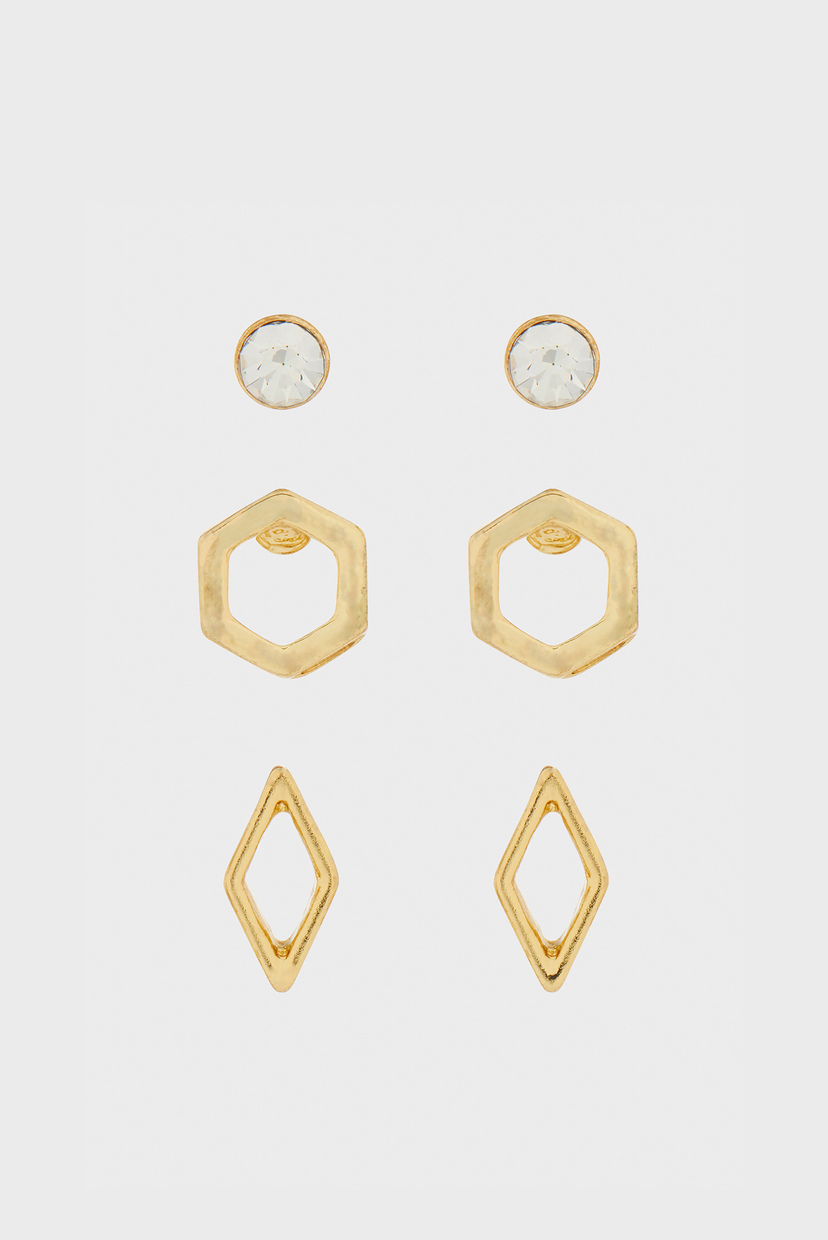 

Женские золотистые серьги GEO & CRYSTAL ST (3 пары) Accessorize OS 784968
