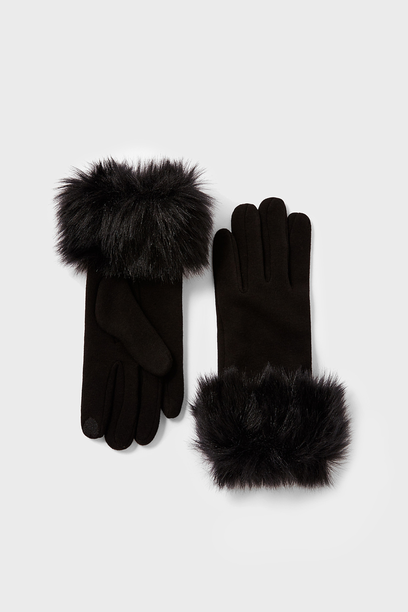 

Женские черные перчатки FAUX FUR CUFF TOUCH Accessorize S/M 992048