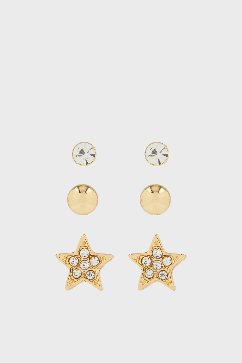 

Женские золотистые серьги STAR STUD (3 пары) Accessorize OS 881123