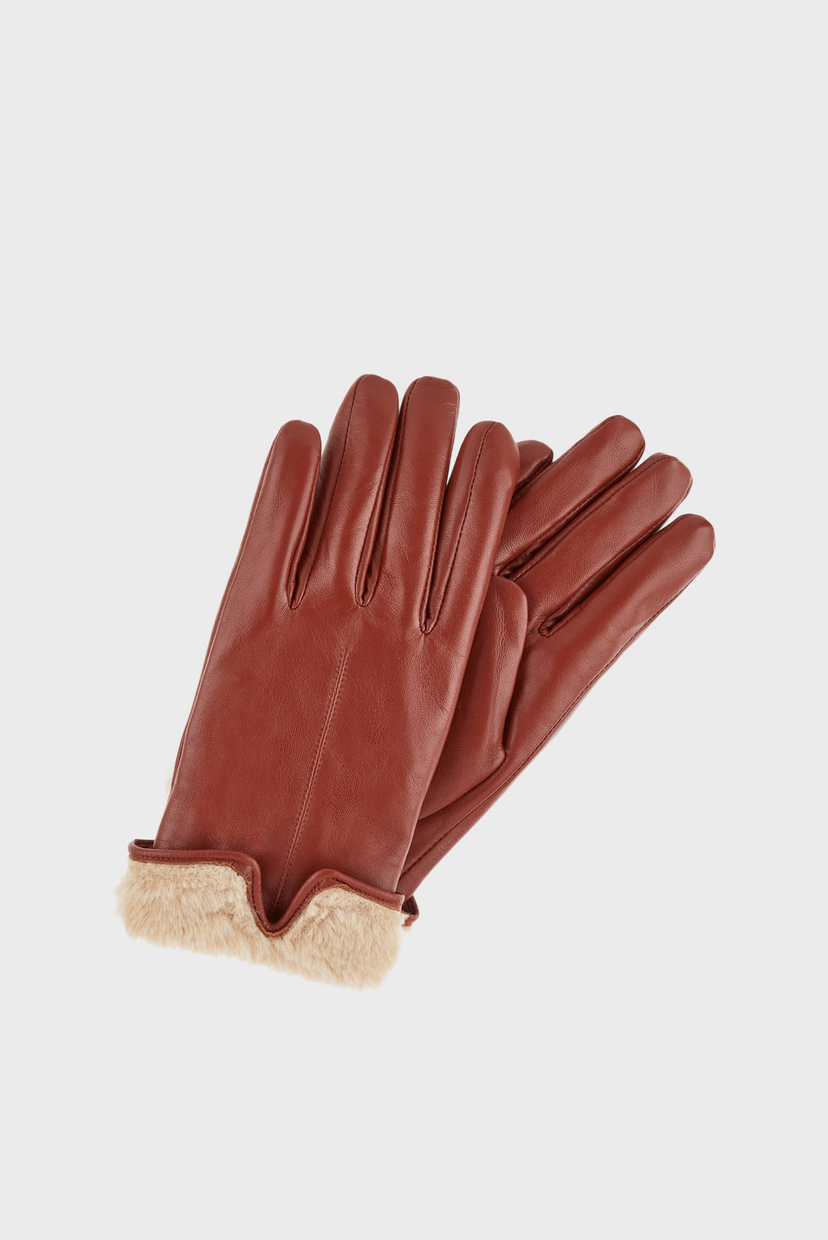 

Женские коричневые кожаные перчатки FAUX FUR LEATHER GLOVES Accessorize M/L 792210