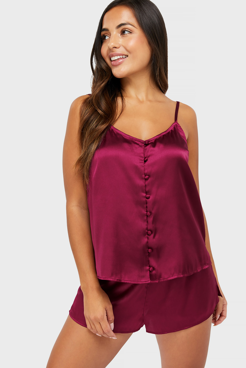 

Женская бордовая пижама (майка, шорты) SATIN FRILL VEST SET Accessorize M 797876