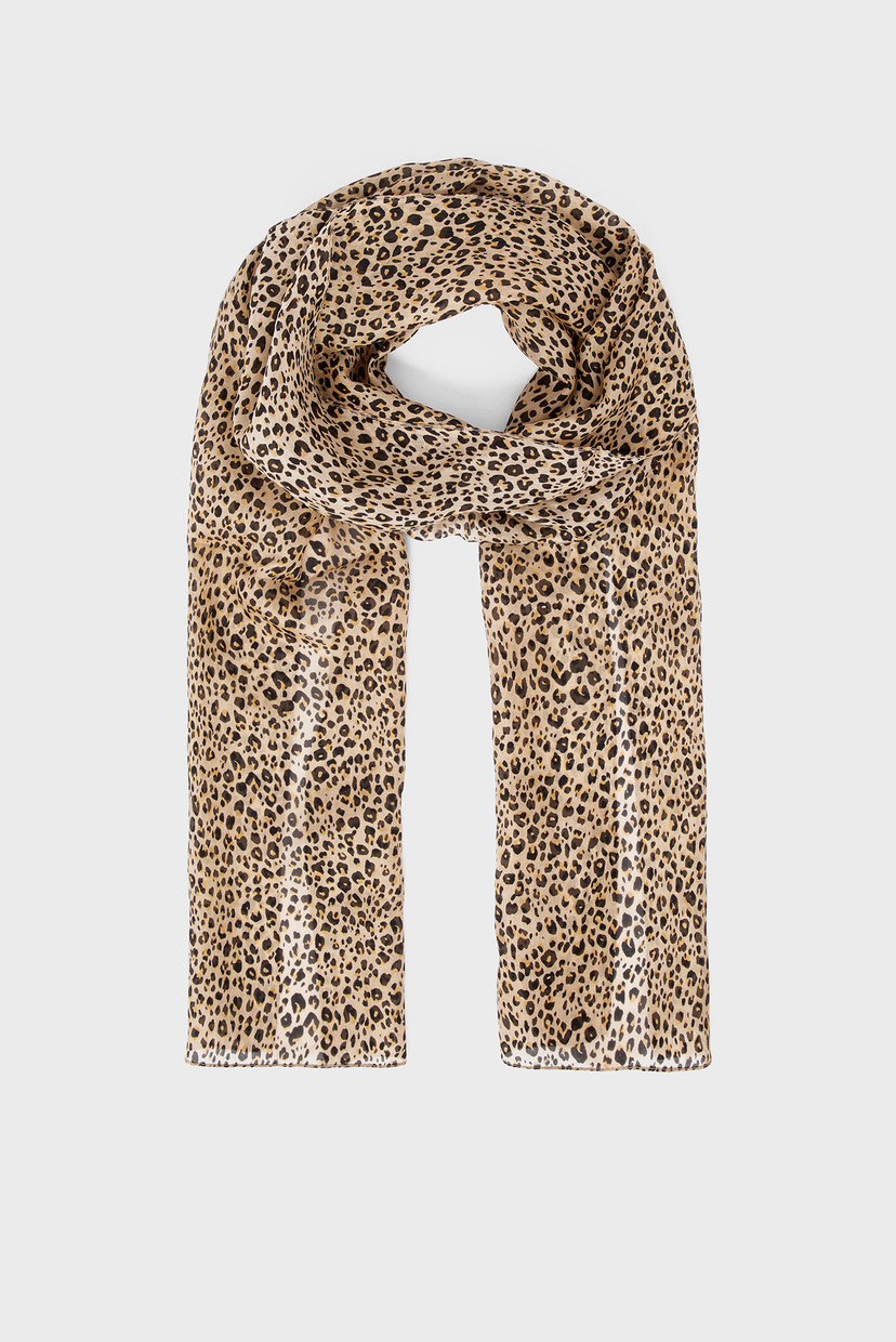 

Женский бежевый шелковый шарф Leopard Print Silk C Accessorize OS 187043