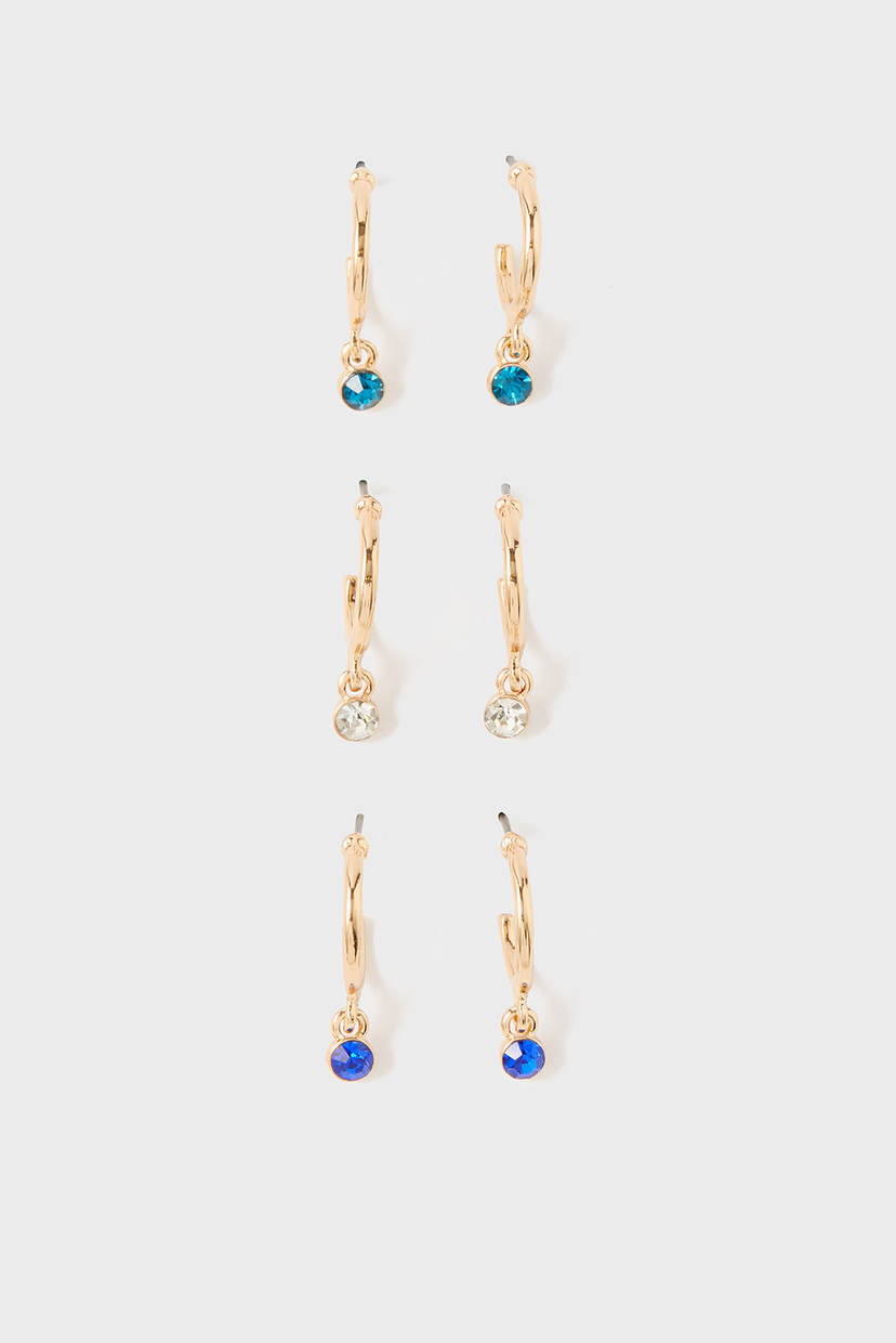 

Женские золотистые серьги (3 шт) OMBRE GEMS HOOP Accessorize OS 181824