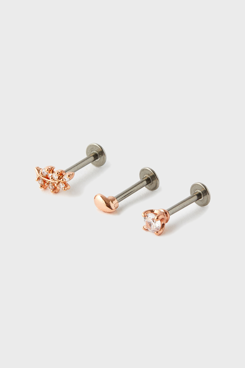 

Женские бронзовые серьги-пирсинг (3 шт) SS CZ LEAF CRYST Accessorize OS 181928
