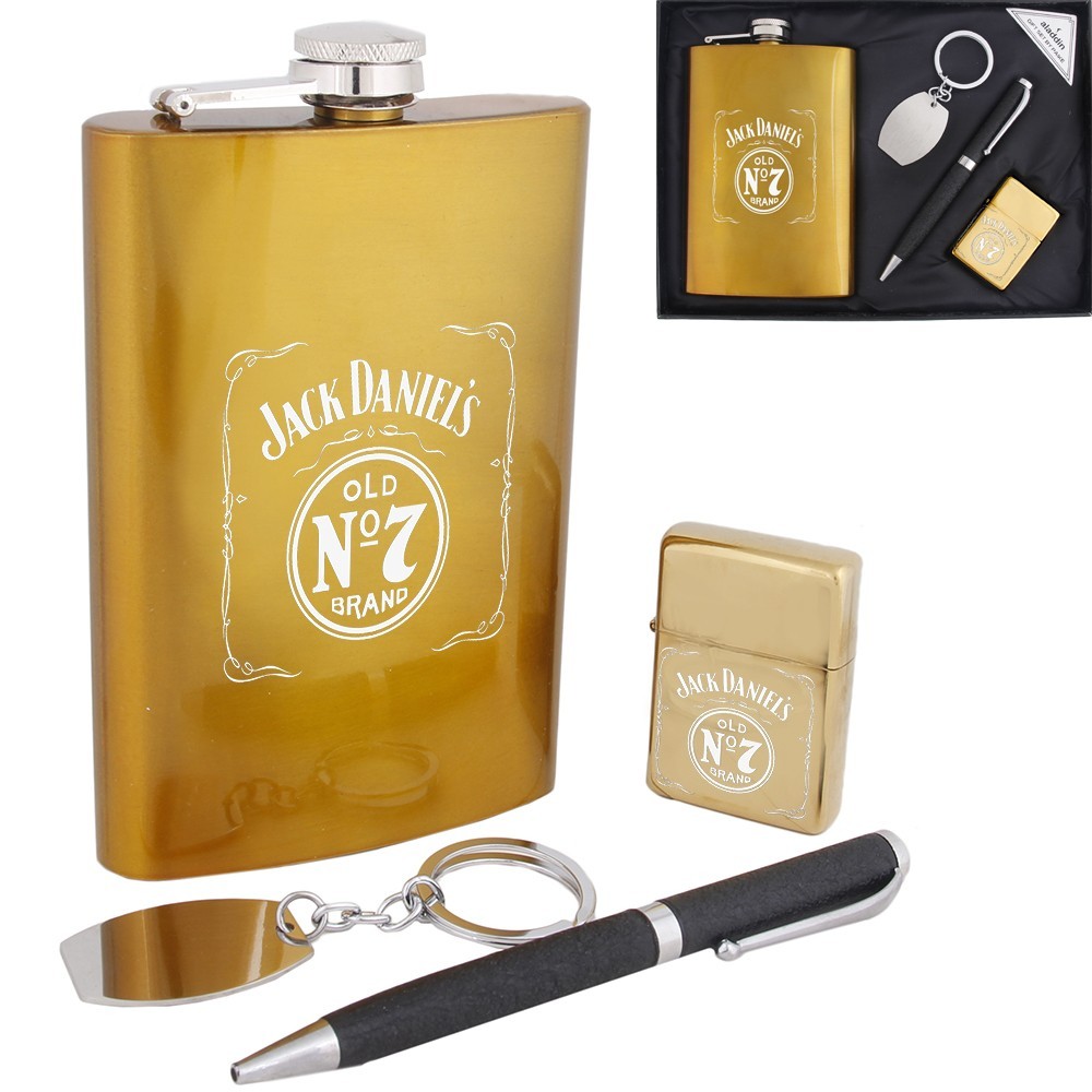 

Набор Hip Flask Фляга 9oz+зажигалка+брелок+ручка Желтый 119549
