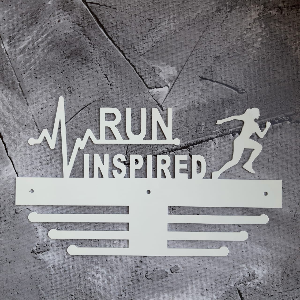 

Медальница Бег Стальная "RUN INSPIRED" (женская, белый)