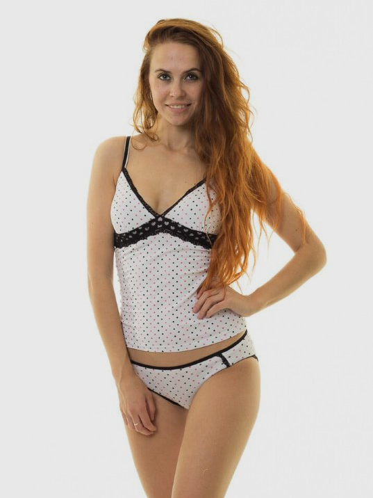 

Комплект (майка + трусики-слип) INDENA 37004 2ХL Белый с черным