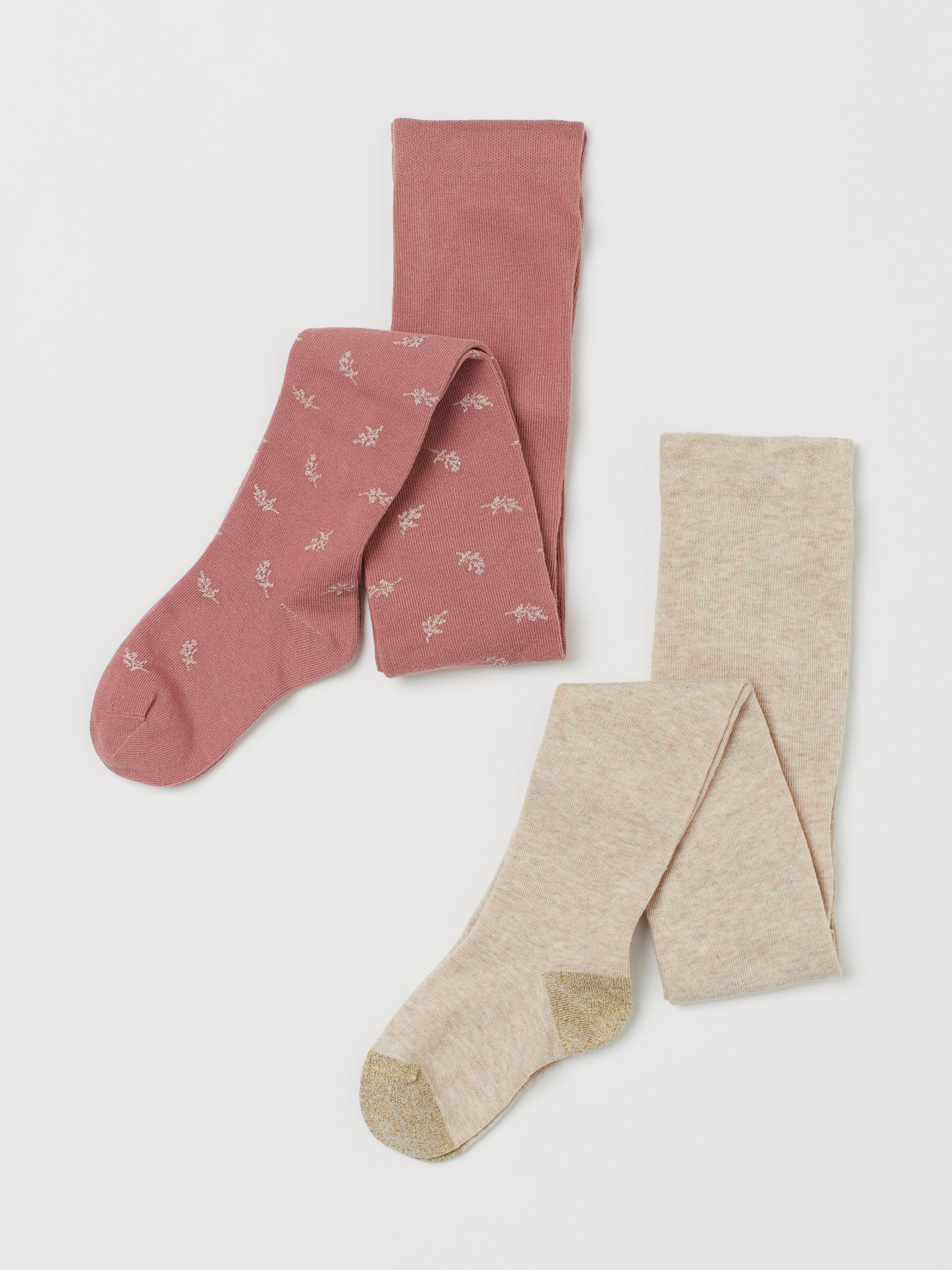 

Набор колготок H&M 2005-6197392 92 см 2 шт Бежевый/Розовый