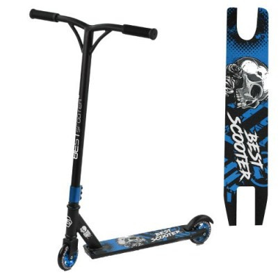 

Трюковый Самокат Best Scooter с усиленной рамой, колеса PU D=10см, ABEC7, подножка, до 80кг, Sculp синий
