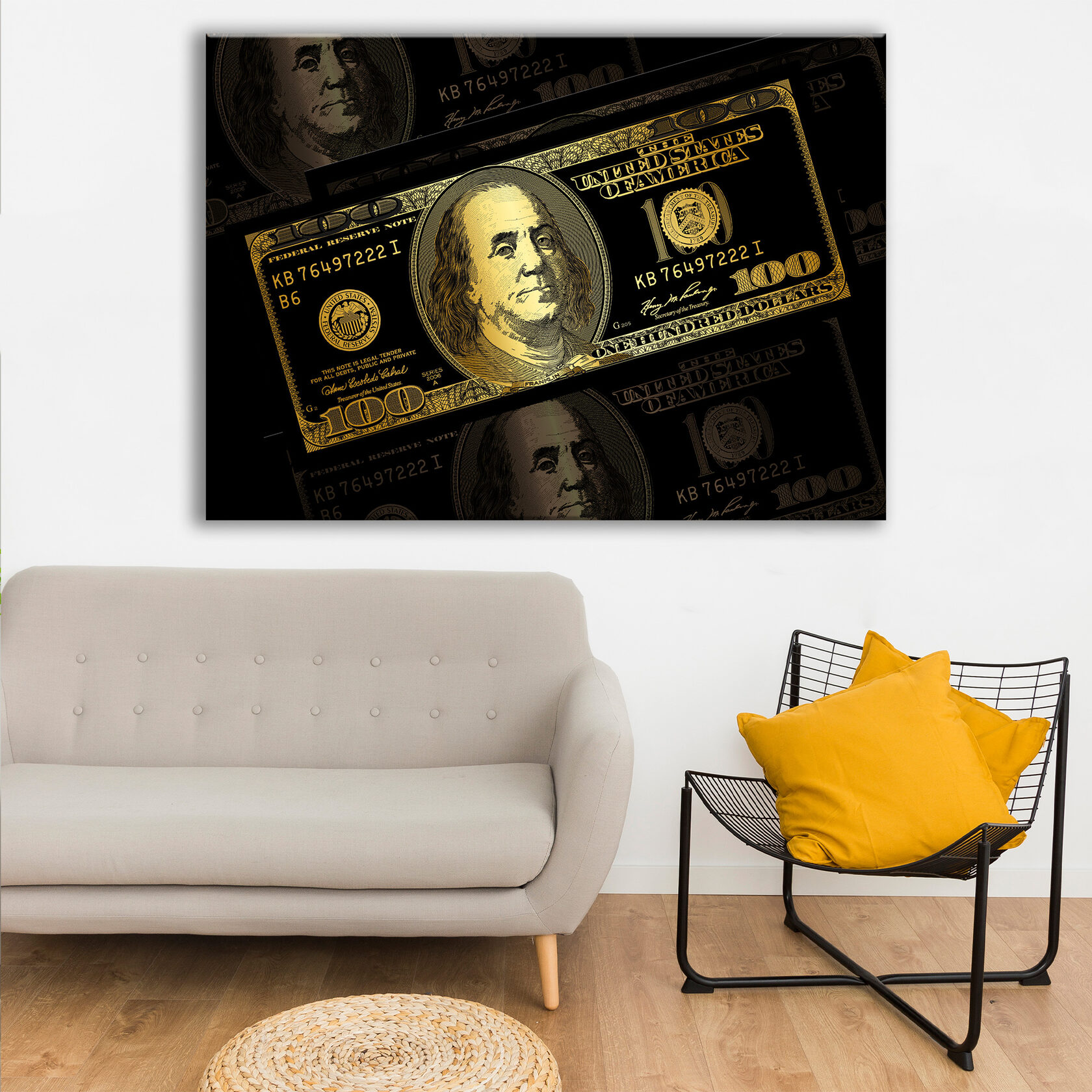 

Картина на холсте Golden Benjamin Franklin 60х90 см