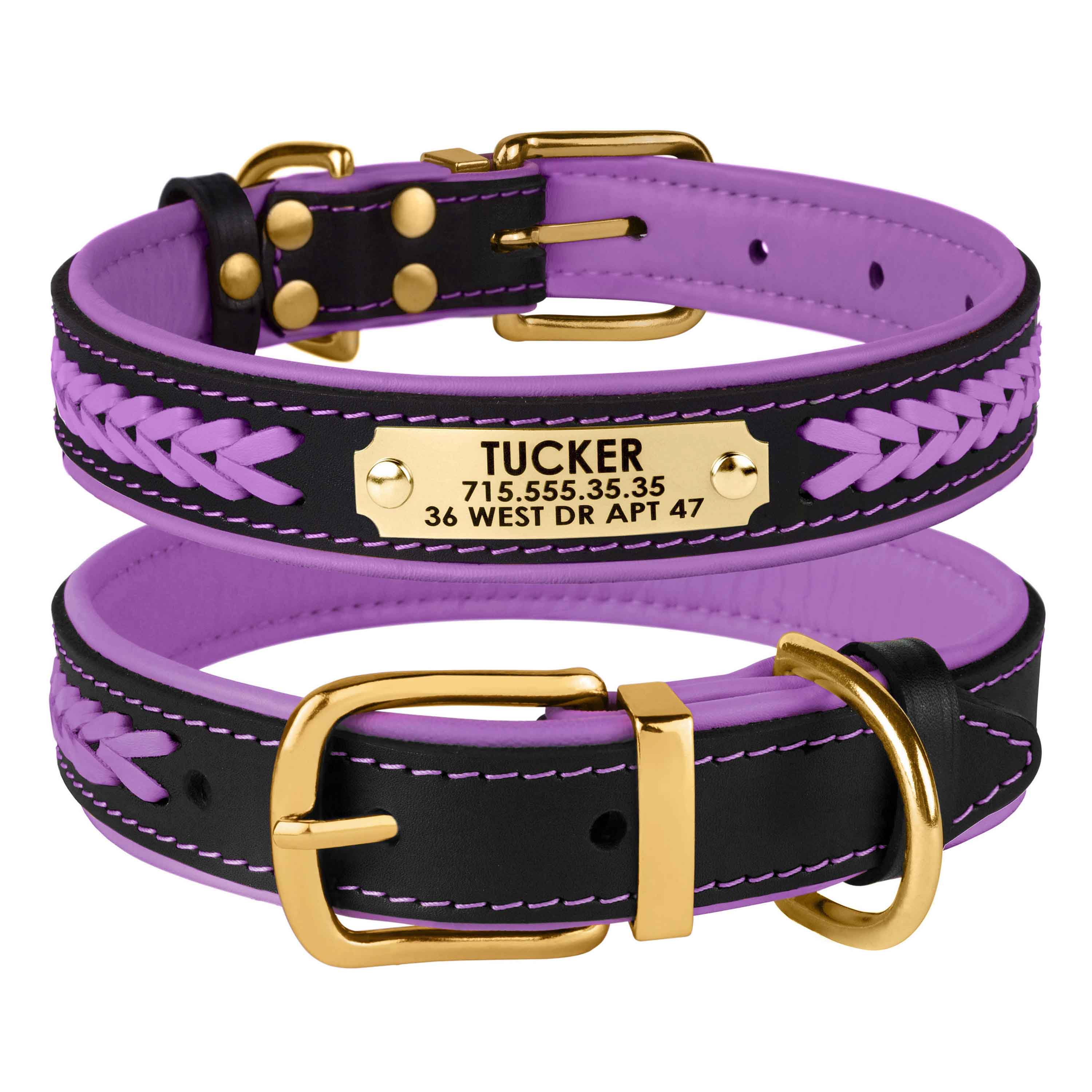 

Ошейник для Собак Кожаный BronzeDog с Плетением Premium с Латунной Фурнитурой и Адресником Черно-Фиолетовый 30 мм 40-53 см (61049)