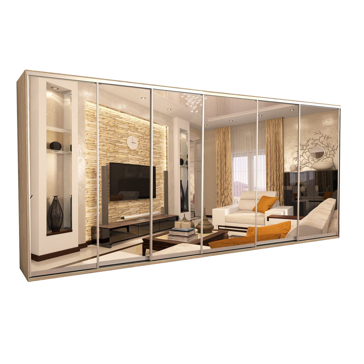 

Шкаф-купе Zevs Шестидверный Зеркало 400х45х210 дуб сонома