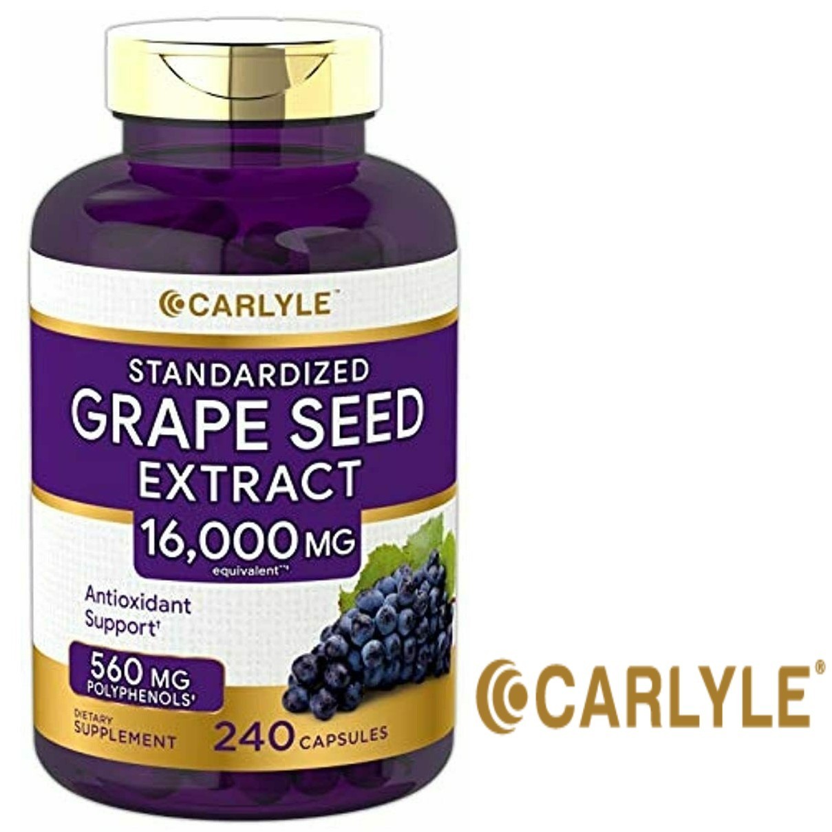 

Антиоксидант Carlyle Grape Seed Extract (Виноградная кочка) 1600 мг на порцию 240 капсул 1570