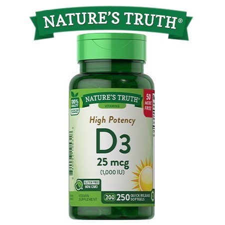 

Витамин Д3 Nature's Truth D3 25 мкг (1000 IU) 250 гелевых капсул 1489