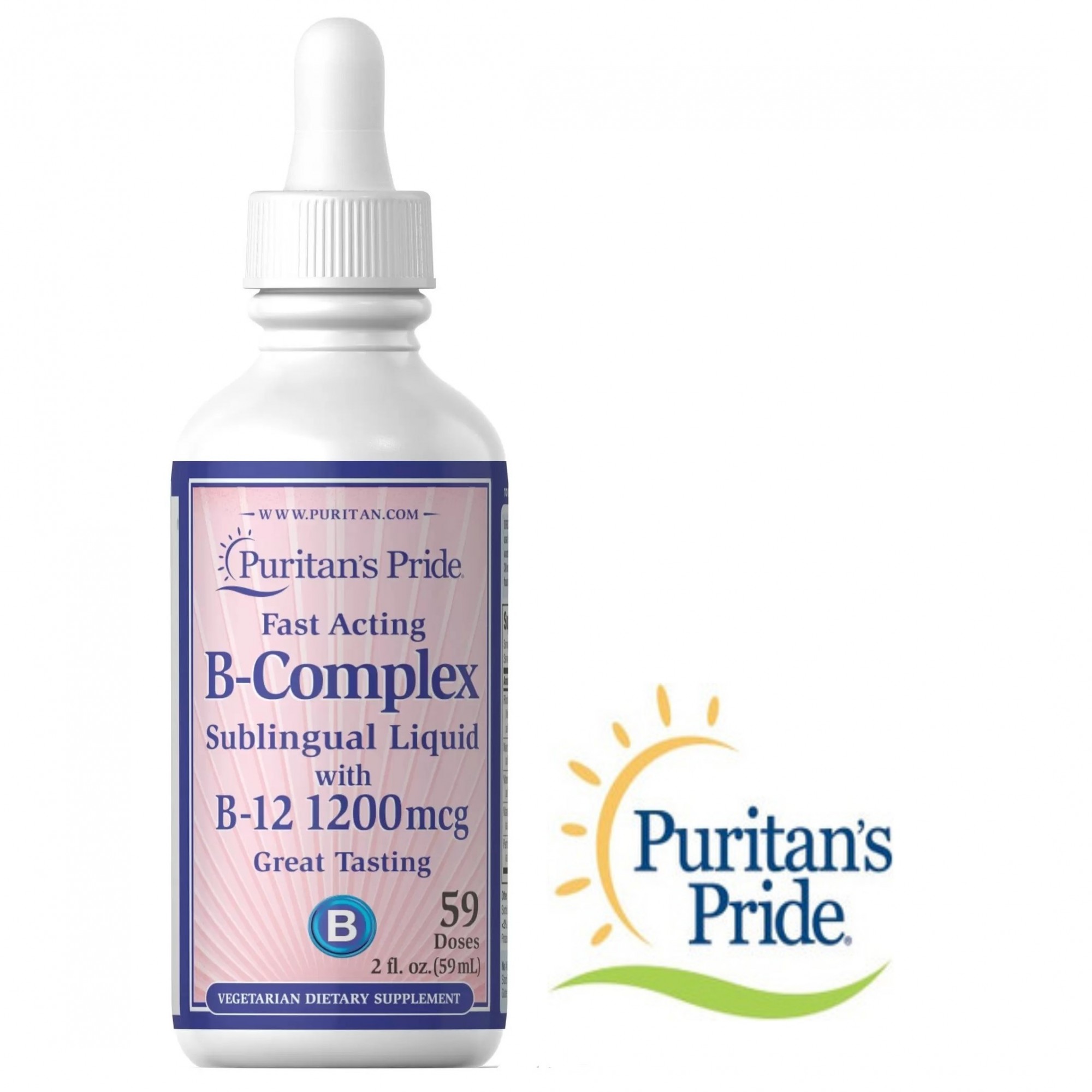 

Жидкие витамины Puritan's Pride B-Complex Sublingual Liqiud with B-12 1200 мкг (Б-Комплекс и В-12) 59 мл 1538