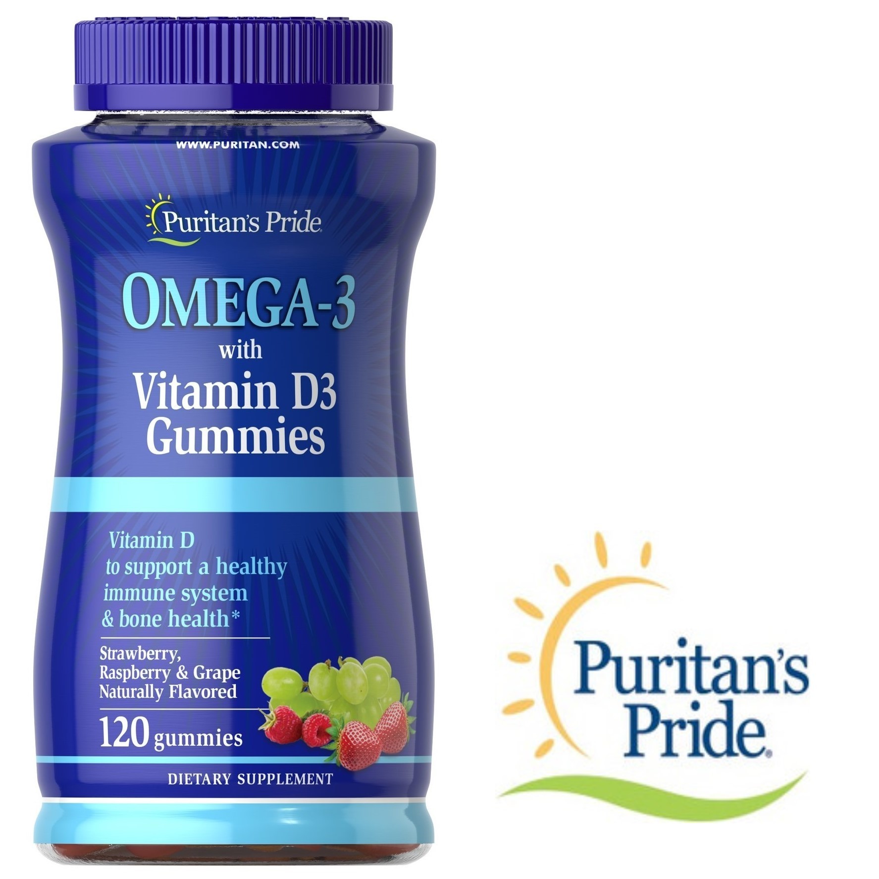 

Рыбий жир + Витамин Д3 Puritan's Pride Omega-3 with Vitamin D3 Gummies 120 жевательных таблеток 1524