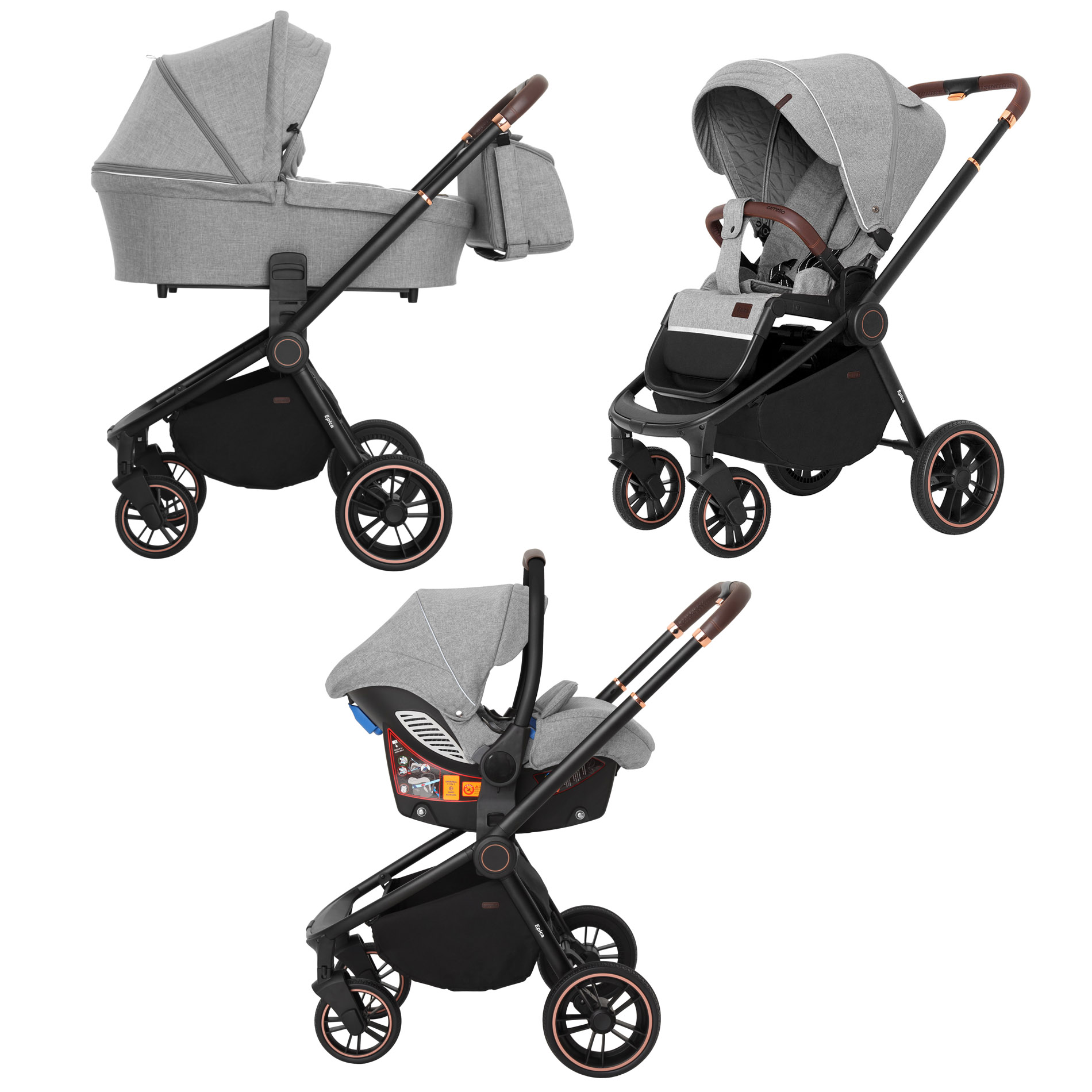 

Коляска универсальная 3 в 1 Carrello Epica CRL-8511/1 Silver Grey на черной раме + дождевик + чехол на ножки и сумка