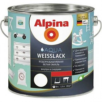 

Alpina Aqua Weisslack эмаль глянцевая Baza 1 - Белая 2,5л