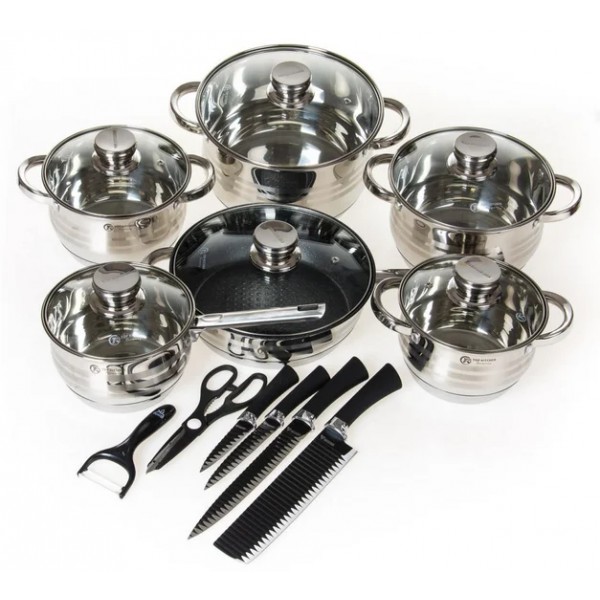 

Набор посуды из нержавеющей стали Top Kitchen TK-00010 + набор ножей 18 предметов