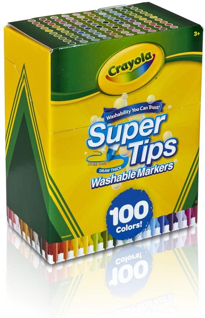 

Набор фломастеров Crayola Super Tips Markers, Washable Markers Mаркеров 100 штук (58-5100)
