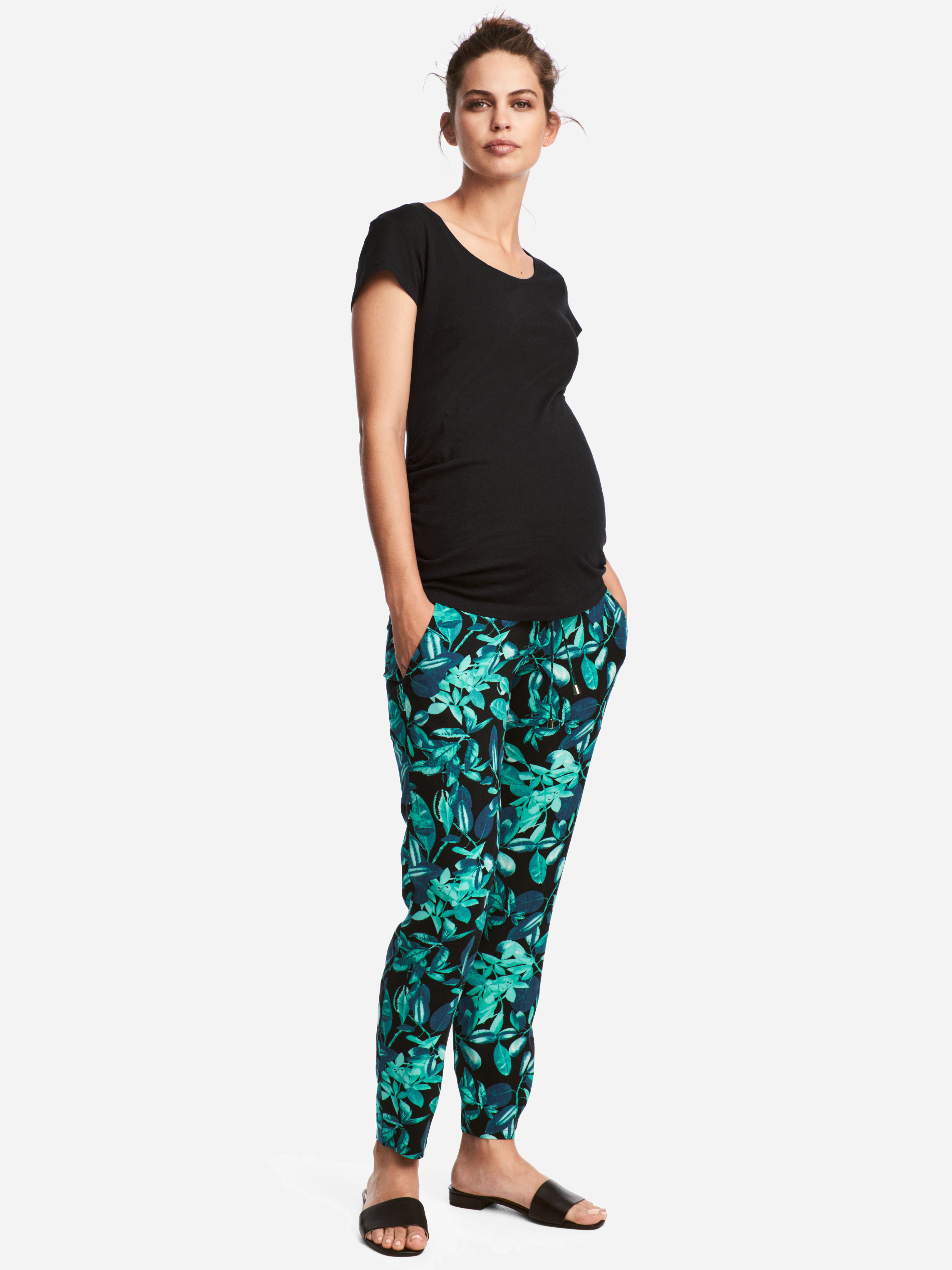 

Брюки для беременных H&M 4870746-AASA 46 Черные с зеленым