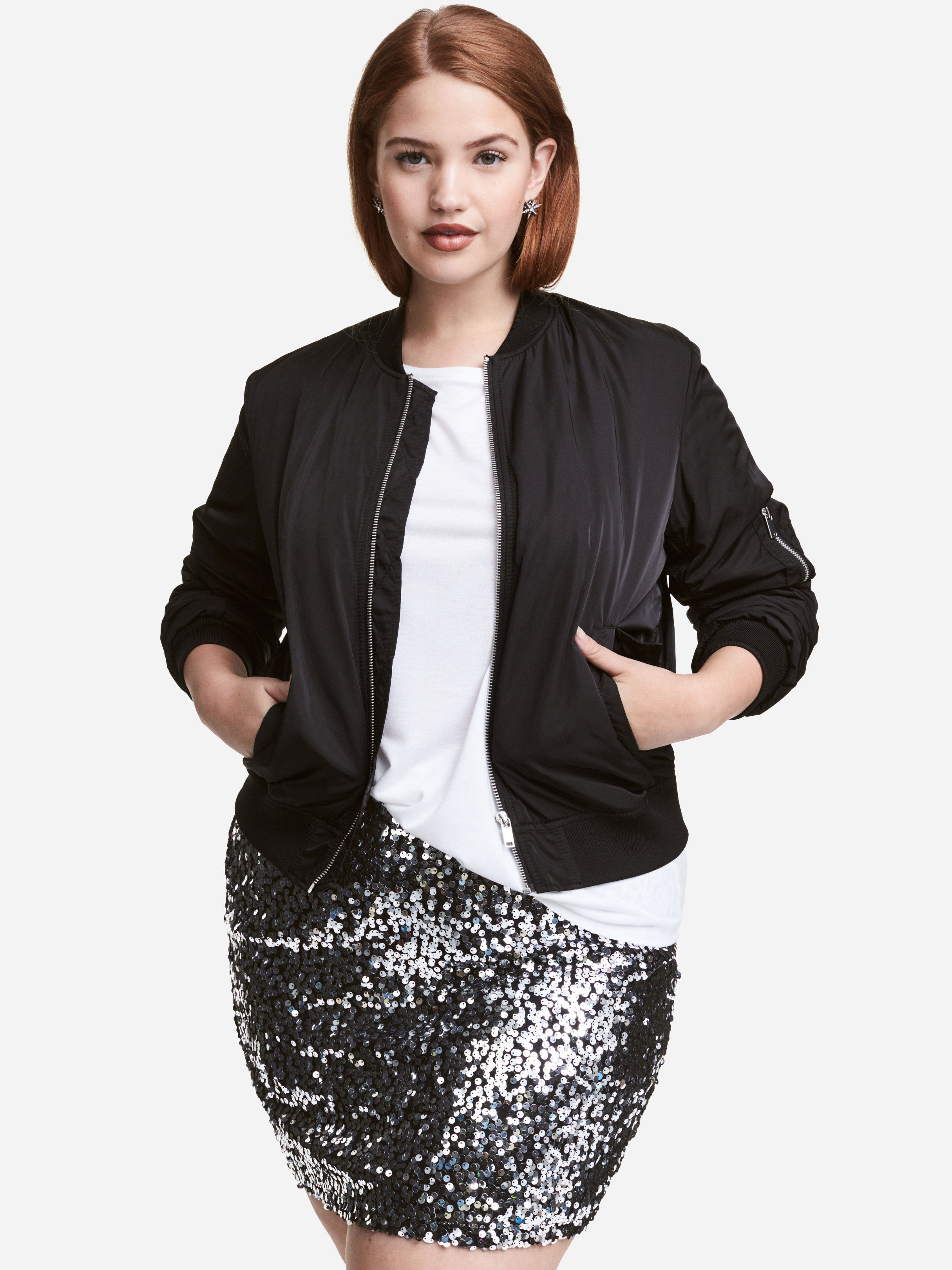 

Юбка H&M 4070474-ABFJ L Черная с серебристым