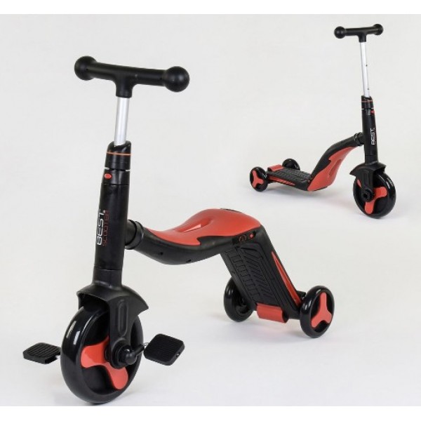 

Велосипед детский 3в1 A-Toys Lid Best Scooter, самокат-велобег-велосипед, красный, свет, 8 мелодий, колёса PU