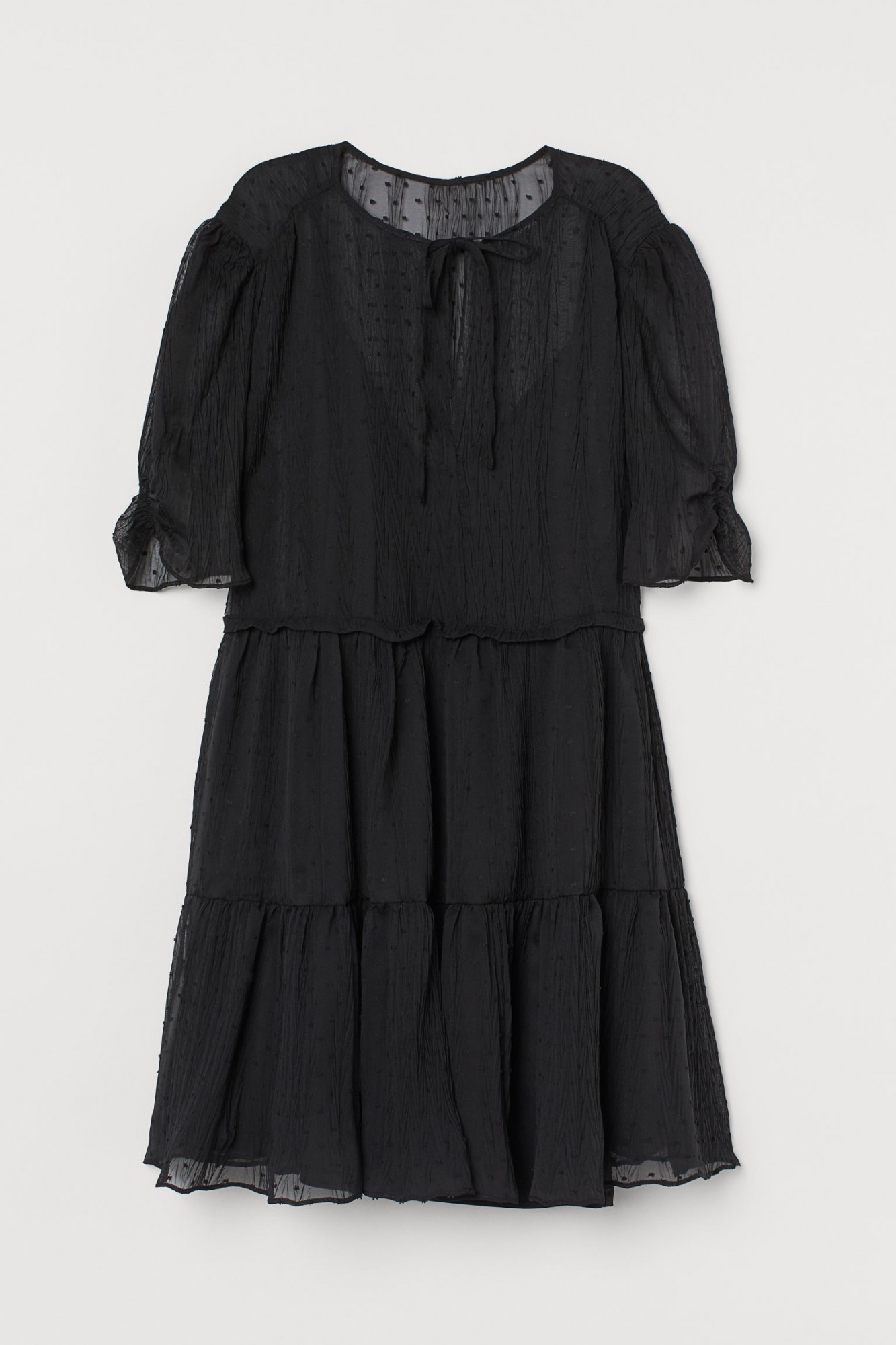 

Платье из жатой ткани H&M Однотонное  Черное, Платье из жатой ткани H&M Однотонное 38 Черное