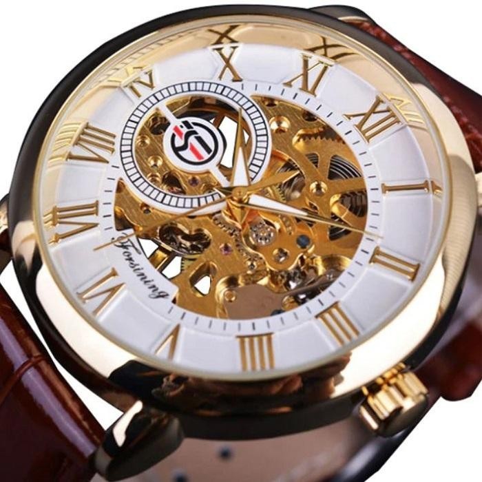 

Часы наручные Forsining 8099 Brown-Gold-White 1059-0008