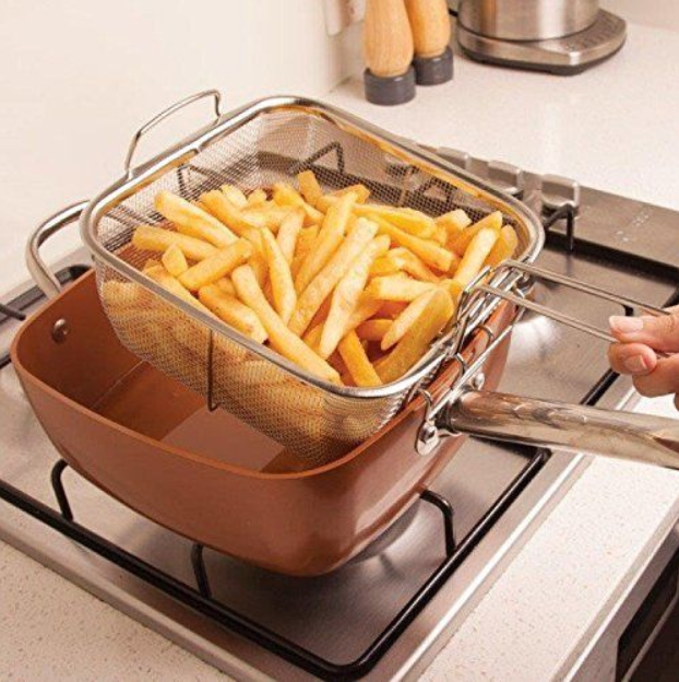 

Сковородка Chef глубокая 24см фритюрница-пароварка 8 в 1 gold