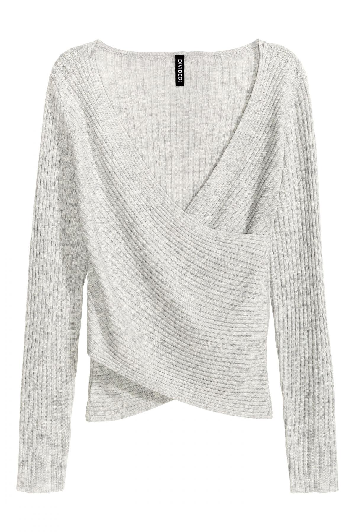 

Трикотажный топ с запахом H&M m Серый