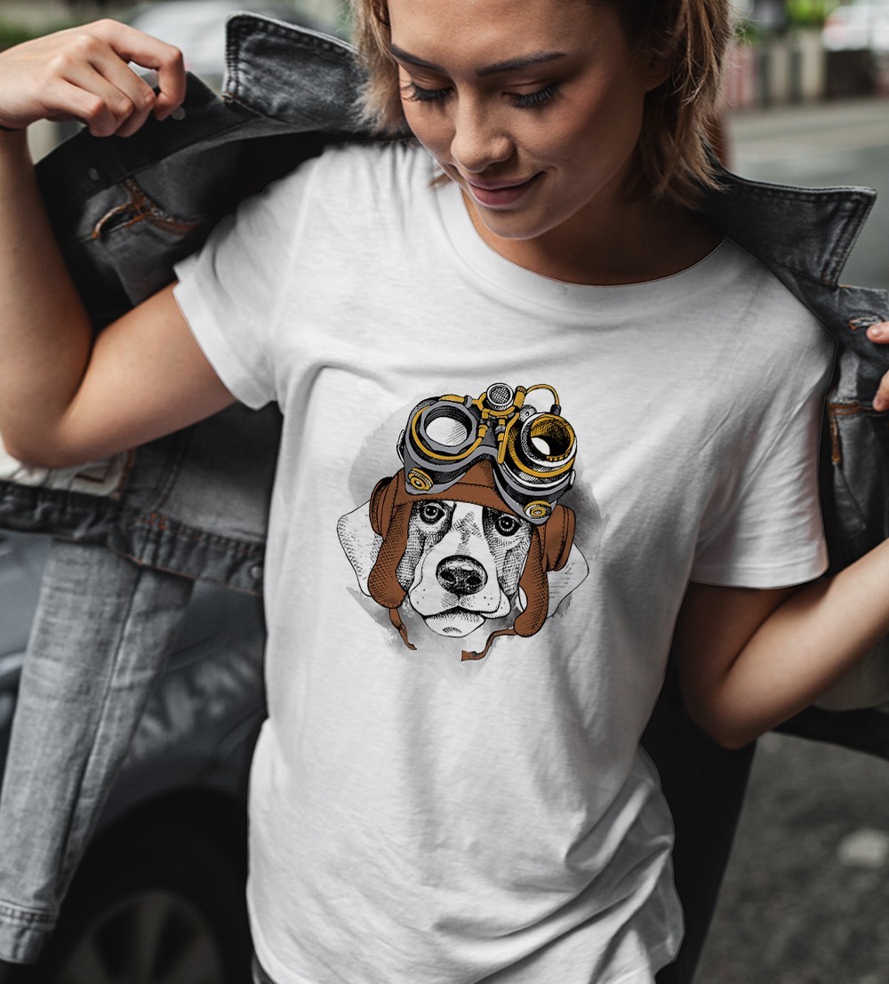 

Футболка женская белая с принтом "Dog ", размер . WallZoo, Футболка женская белая с принтом "Dog ", размер L. WallZoo