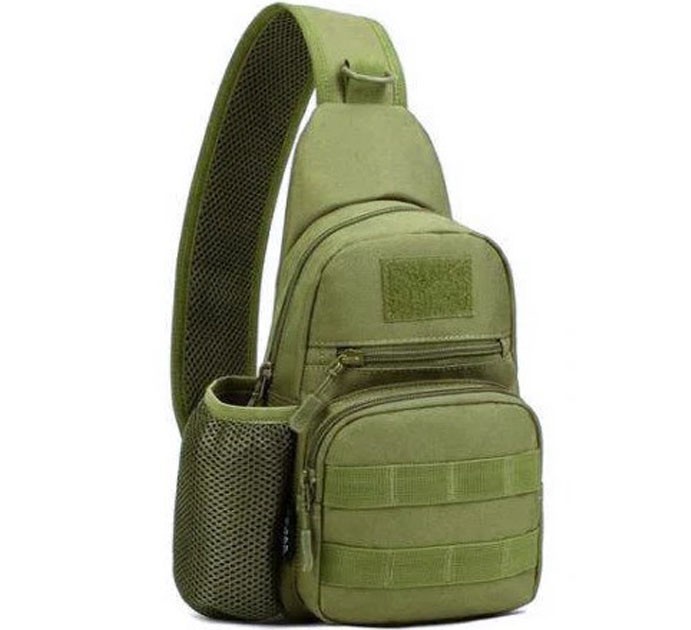 

Однолямочный рюкзак сумка слинг с карманом под бутылку Tactical с системой molle на 5 л Olive (s4-olive)