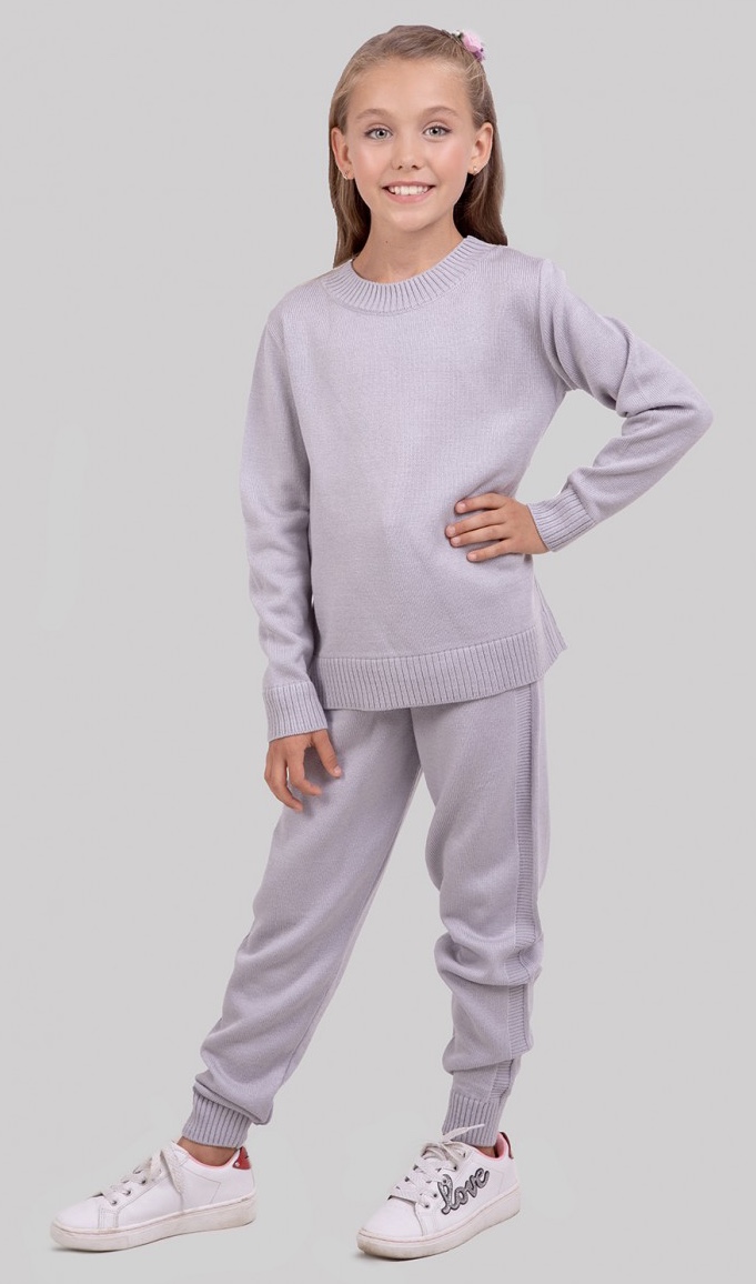 

Костюм вязаный для девочек, Артикул: TS1728-светло-серый (134-140 СМ)